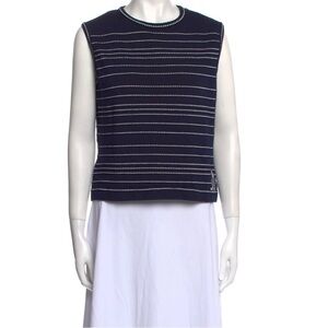 ST. JOHN Striped Crew Neck Crop Top - Size S